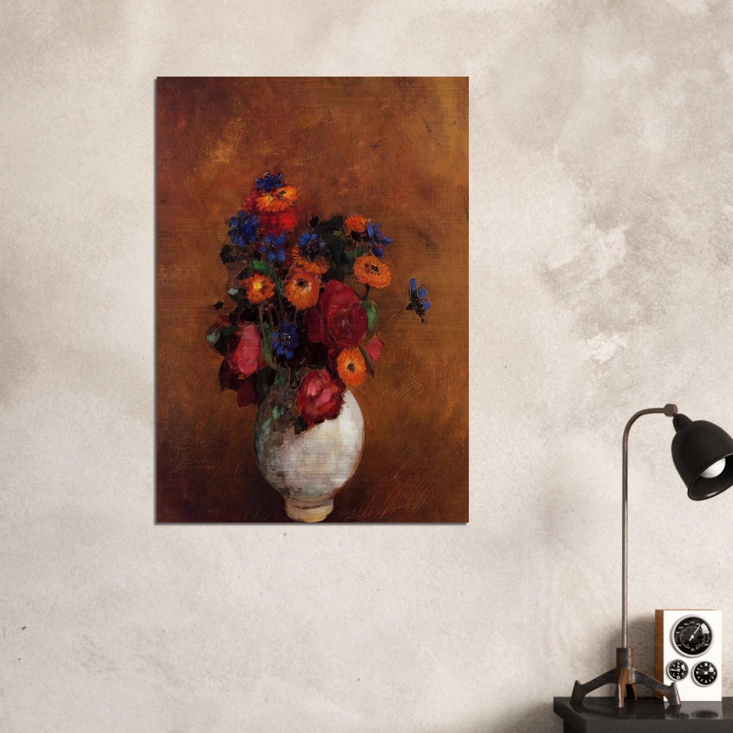 BOUQUET OF FLOWERS IN A WHITE VASE - Odilon Redon Brushed Aluminum Print - 70x100 cm / 28x40 inches | Odilon Redon Aluminum Print | Odilon Redon Prints