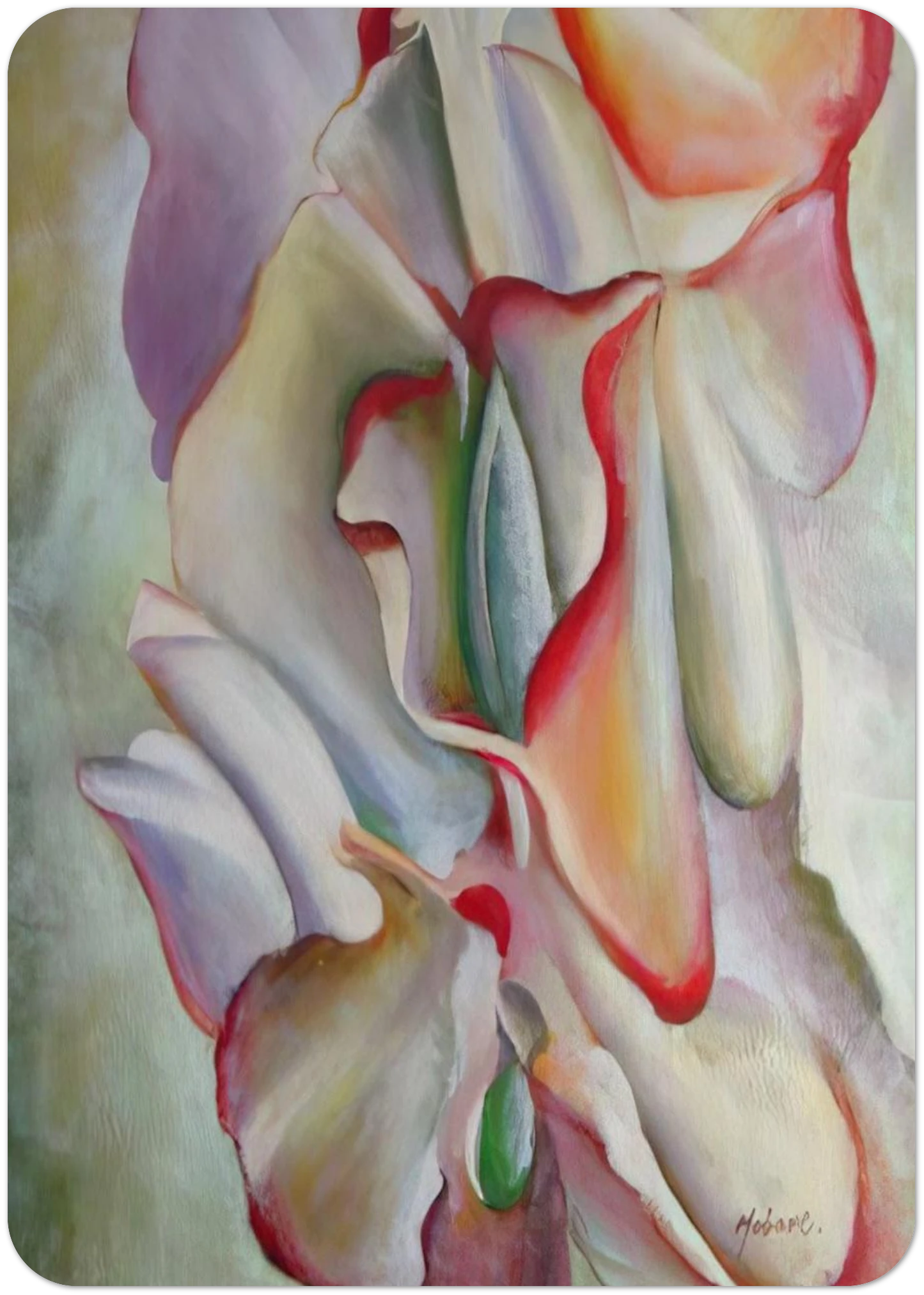 Pink Sweet Peas By Georgia O'Keeffe Pack of 10 Post Cards | Georgia O'Keeffe Post Cards | A6 (10.5 x 14.8 cm) - 4.1 x 5.8 inches