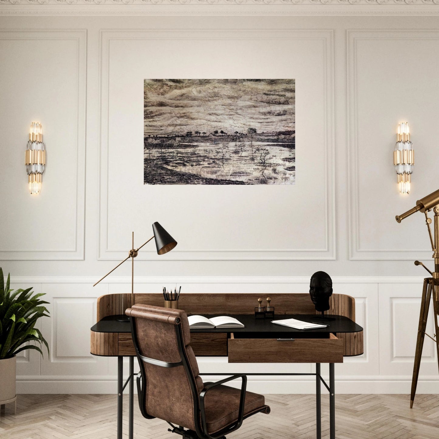 A Marsh - Vincent van Gogh Brushed Aluminum Print - 70x100 cm / 28x40 inches | Vincent van Gogh Aluminum Print | Vincent van Gogh Prints