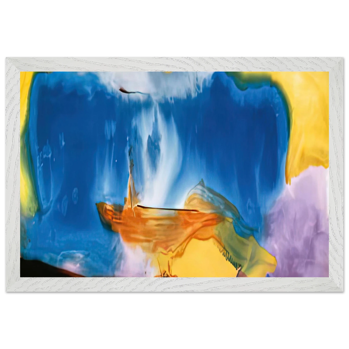 Helen Frankenthaler - Moveable Blue, 1973- Wall Art - 60x80 cm / 24x32 inches - Premium Wooden Framed Poster With Fine Art Paper-canvas - White frame