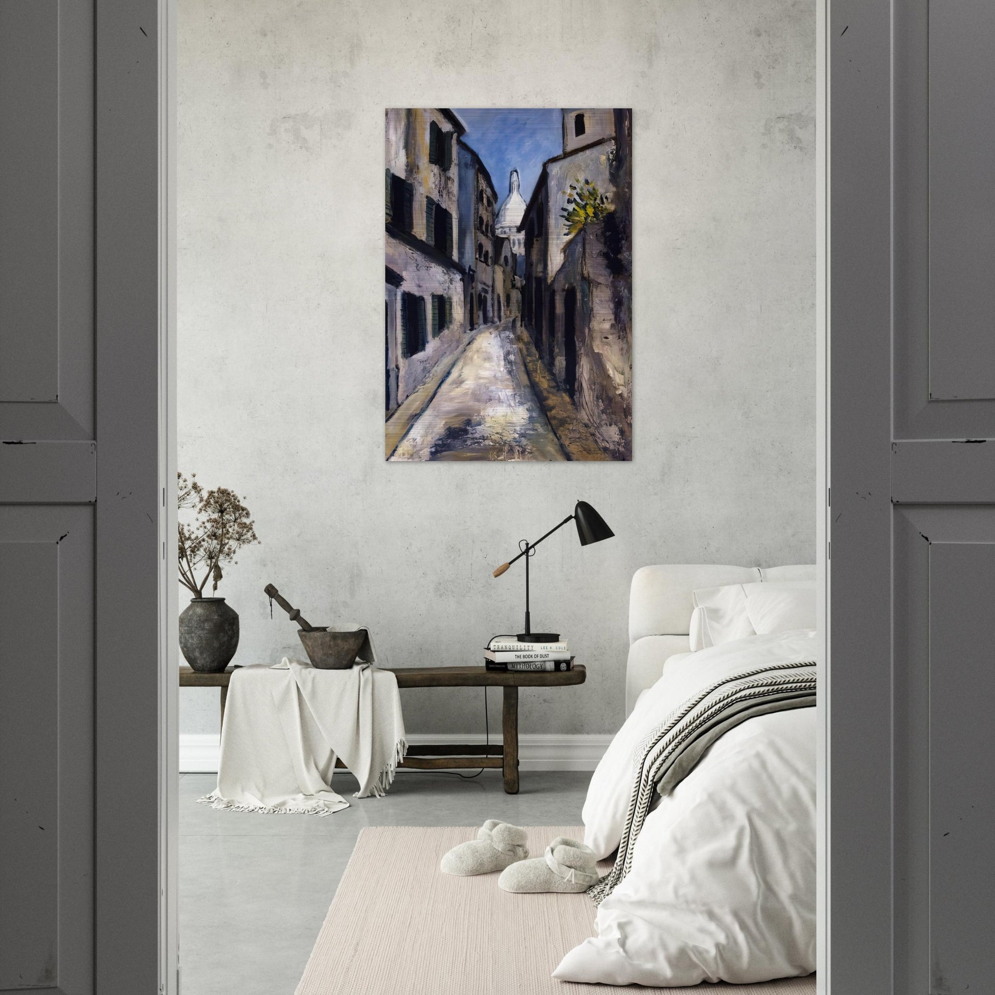 SAINT RUSTIQUE STREET - Maurice Utrillo Brushed Aluminum Print - 70x100 cm / 28x40 inches | Maurice Utrillo Aluminum Print | Maurice Utrillo Prints