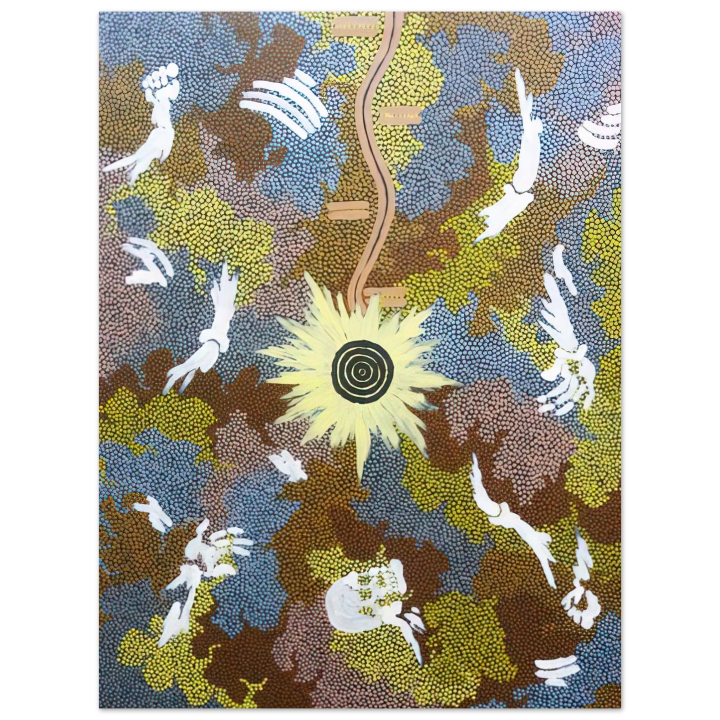 Clifford Possum Tjapaltjarri - Lightning Dreaming  Mount Allen - 1990  75x100 cm / 30x40inches Fine Art Poster