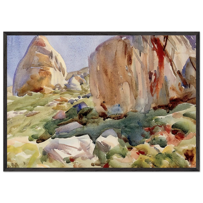 The Simplon Large Rocks - John Singer Sargent 70x100 cm / 28x40 inches Framed Art Print – Black Wooden Frame