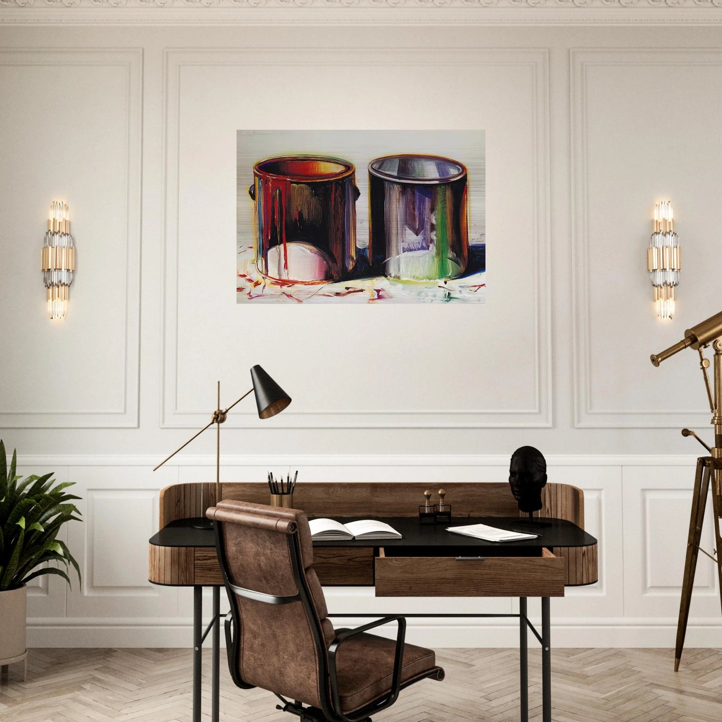 Two Paint Cans - 1987 - Wayne Thiebaud Brushed Aluminum Print - 70x100 cm / 28x40 inches | Wayne Thiebaud Aluminum Print | Wayne Thiebaud Prints