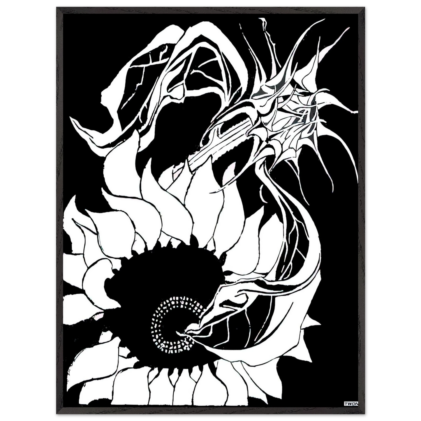 MC Escher - SUNFLOWERS Wall Art - 30x40 cm / 12x16 inches - Premium Wooden Framed Poster With Fine Art Paper-canvas - Black frame