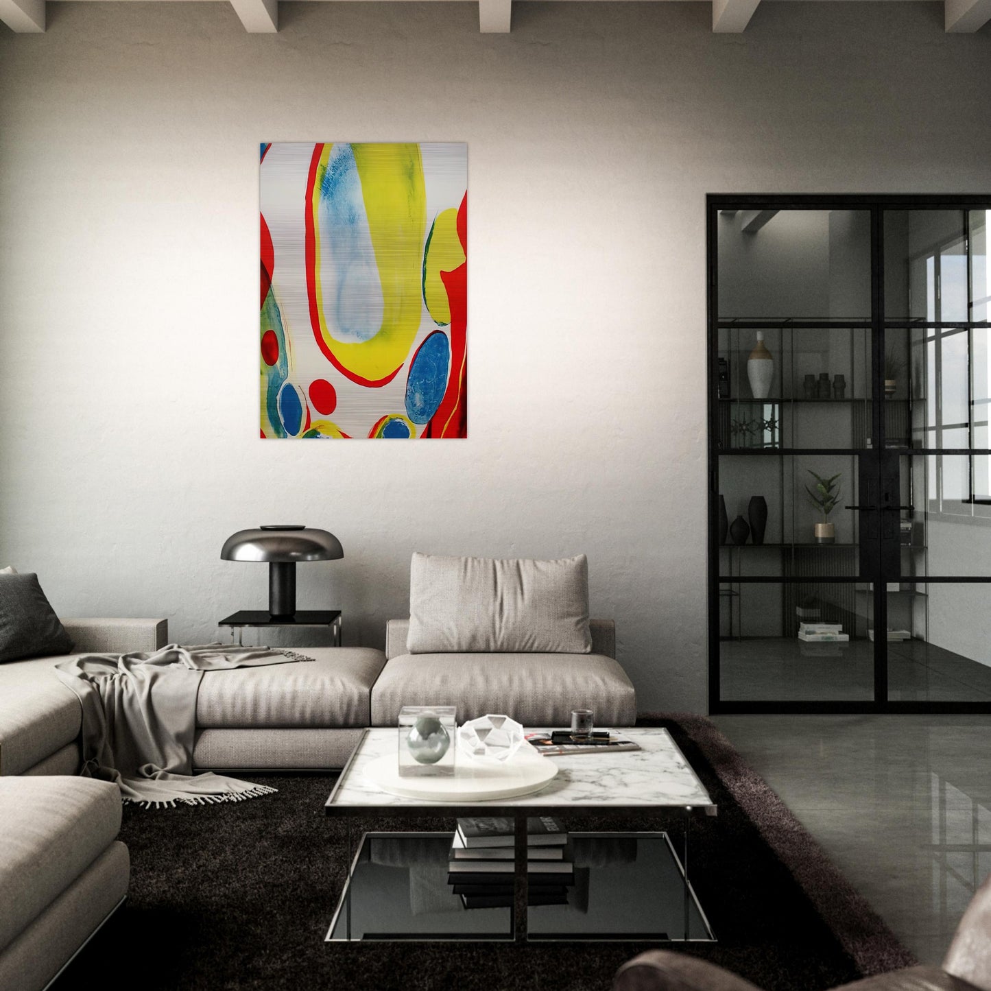 Red, Yellow and Blue - Alice Baber Brushed Aluminum Print - 70x100 cm / 28x40 inches | Alice Baber Aluminum Print | Alice Baber Prints