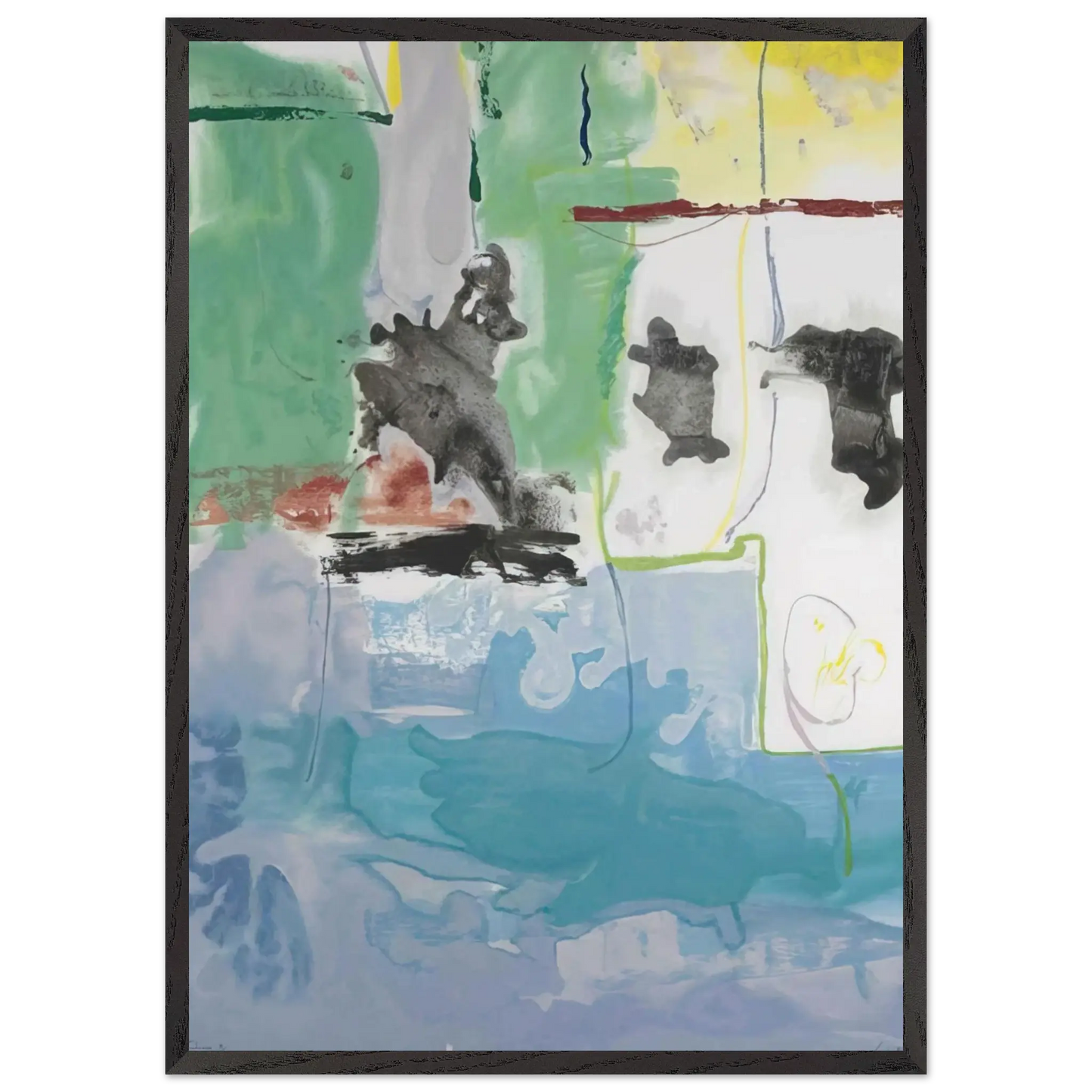 Helen Frankenthaler - West Wind - 1997 Wall art - 40x50 cm / 16x20 Inches - Premium Wooden Framed Poster With Fine Art Paper - Black frame