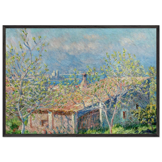 Gardeners House at Antibes - claude monet 70x100 cm / 28x40 inches Framed Art Print – Black Wooden Frame