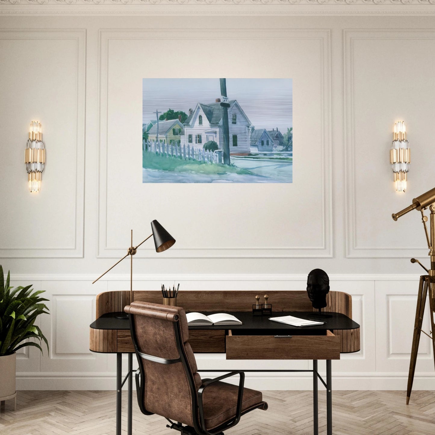 White House with Dormer Window - Edward Hopper Brushed Aluminum Print - 70x100 cm / 28x40 inches | Edward Hopper Aluminum Print | Edward Hopper Prints