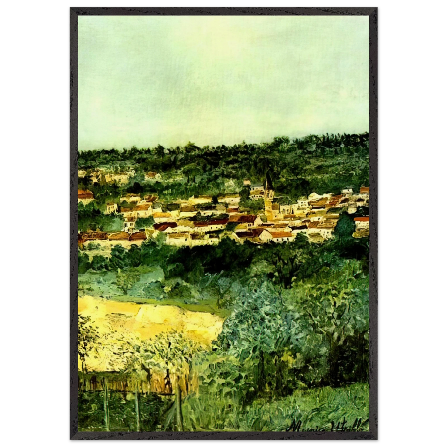 VIEW OF MONTMAGNY - Maurice Utrillo 70x100 cm / 28x40 inches Framed Art Print – Black Wooden Frame