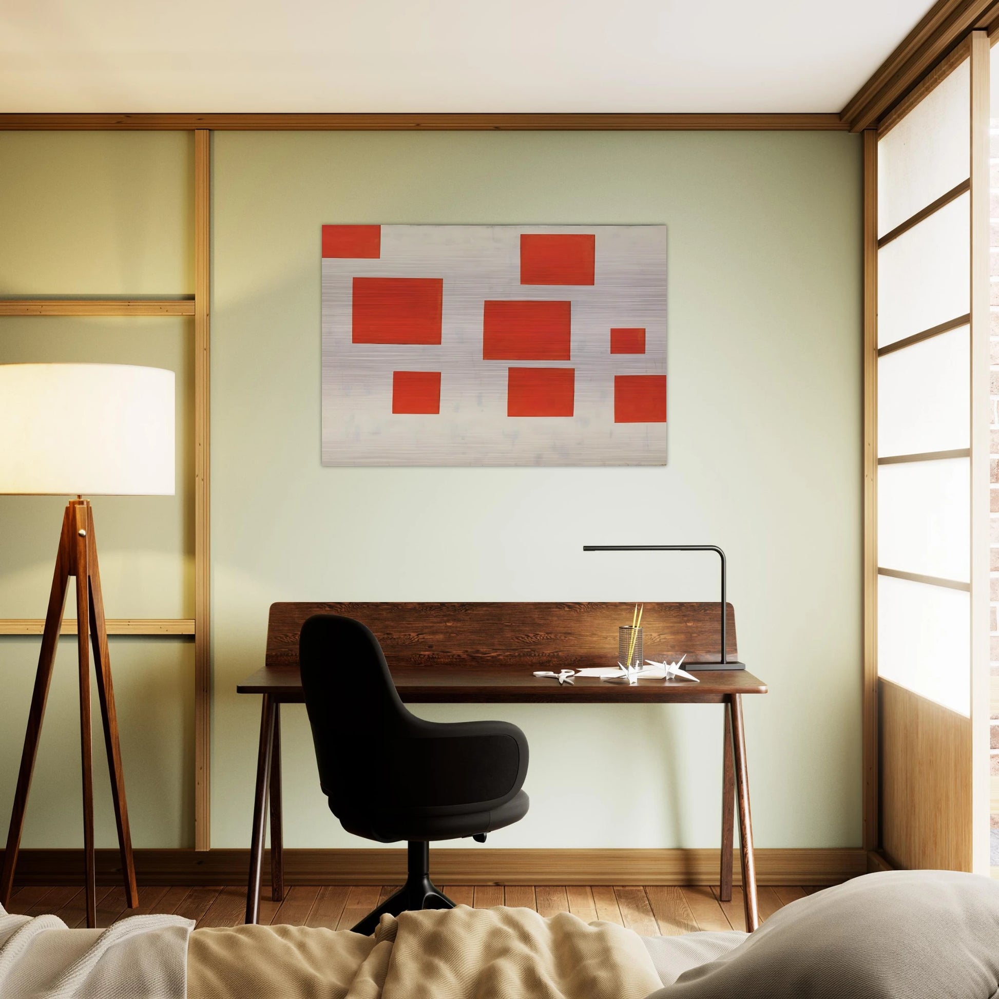 Komposition mit 8 roten Rechtecken Composition with 8 Red Rectangles - 1964 - Blinky Palermo Brushed Aluminum Print - 70x100 cm / 28x40 inches | Blinky Palermo Aluminum Print | Blinky Palermo Prints