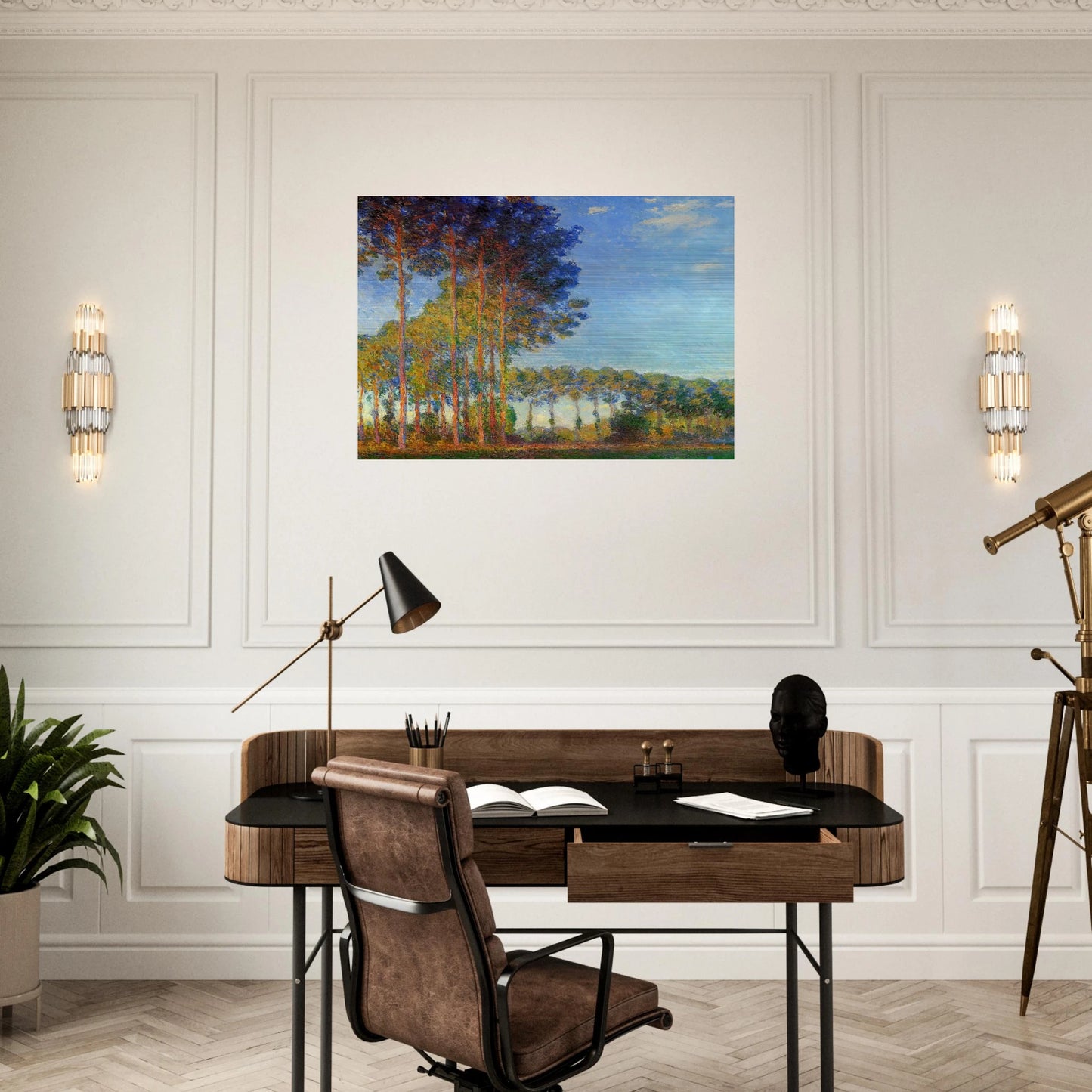 Poplars on the Banks of the River Epte, Seen from the Marsh - claude monet Brushed Aluminum Print - 70x100 cm / 28x40 inches | claude monet Aluminum Print | claude monet Prints