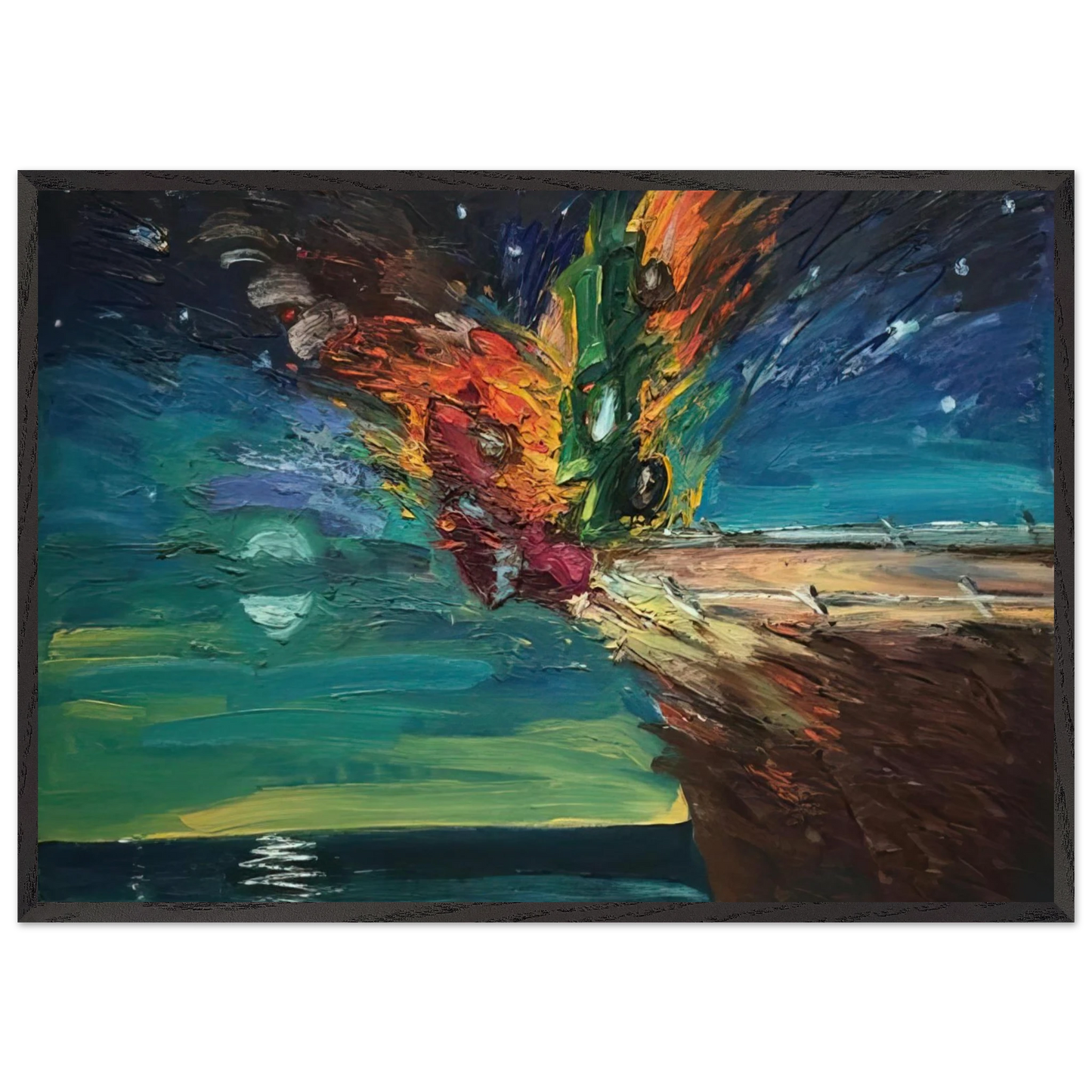 Over the Edge - 1984 - Carlos Almaraz 70x100 cm / 28x40 inches Framed Art Print – Black Wooden Frame