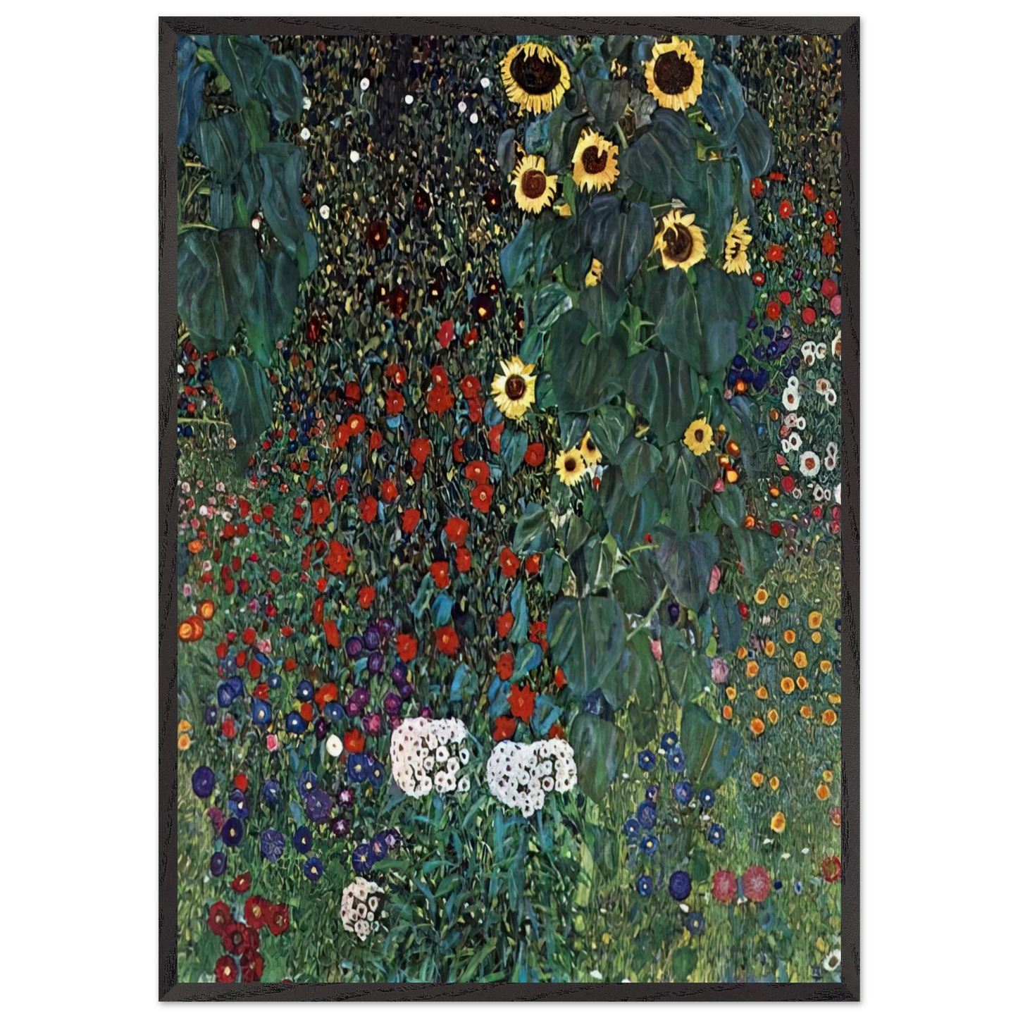 COUNTRY GARDEN WITH SUNFLOWERS 1906 - Gustav Klimt 70x100 cm / 28x40 inches Framed Art Print – Black Wooden Frame