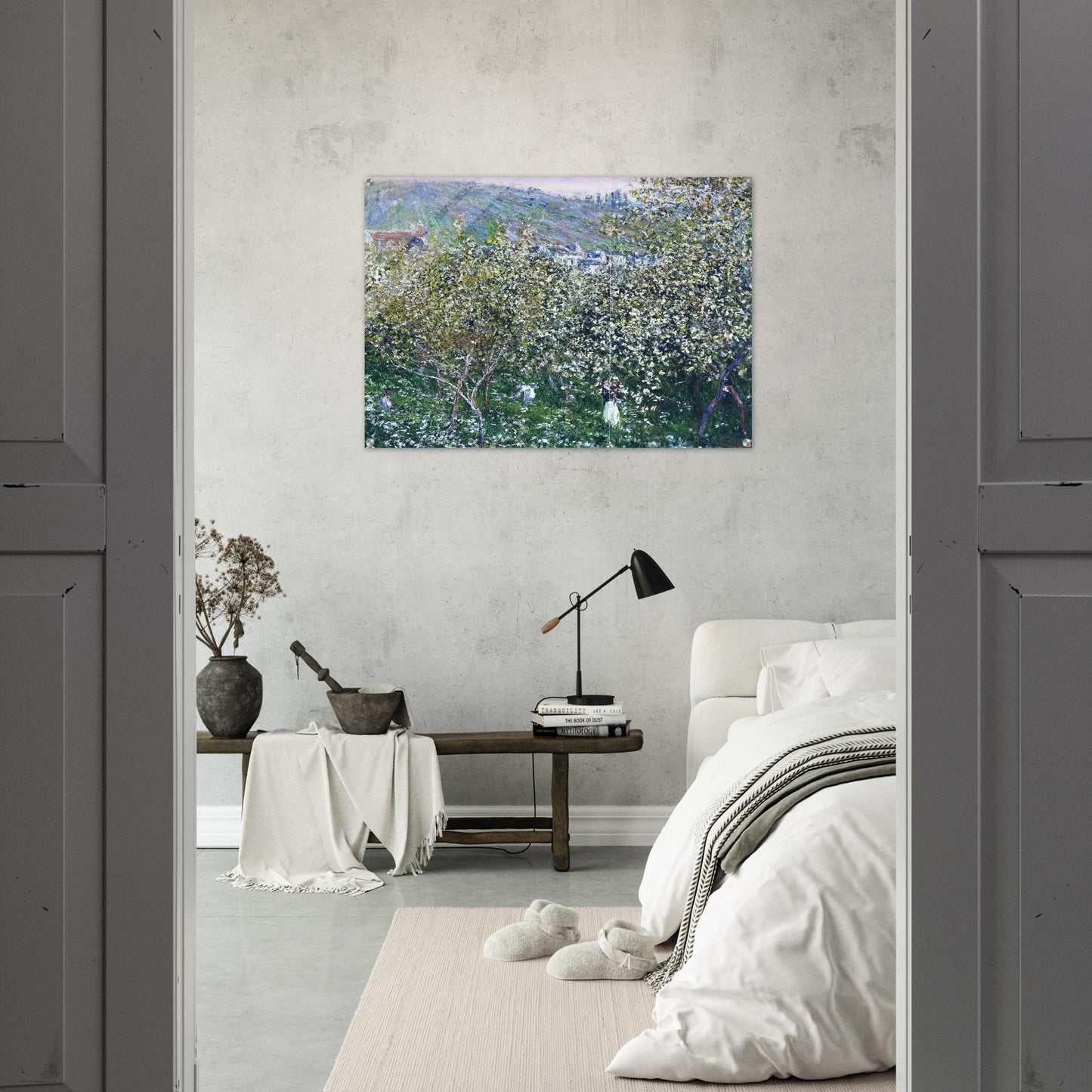 Vetheuil, Flowering Plum Trees - claude monet Acrylic Print - 70x100 cm / 28x40″ inches | claude monet Wall Art | claude monet Prints