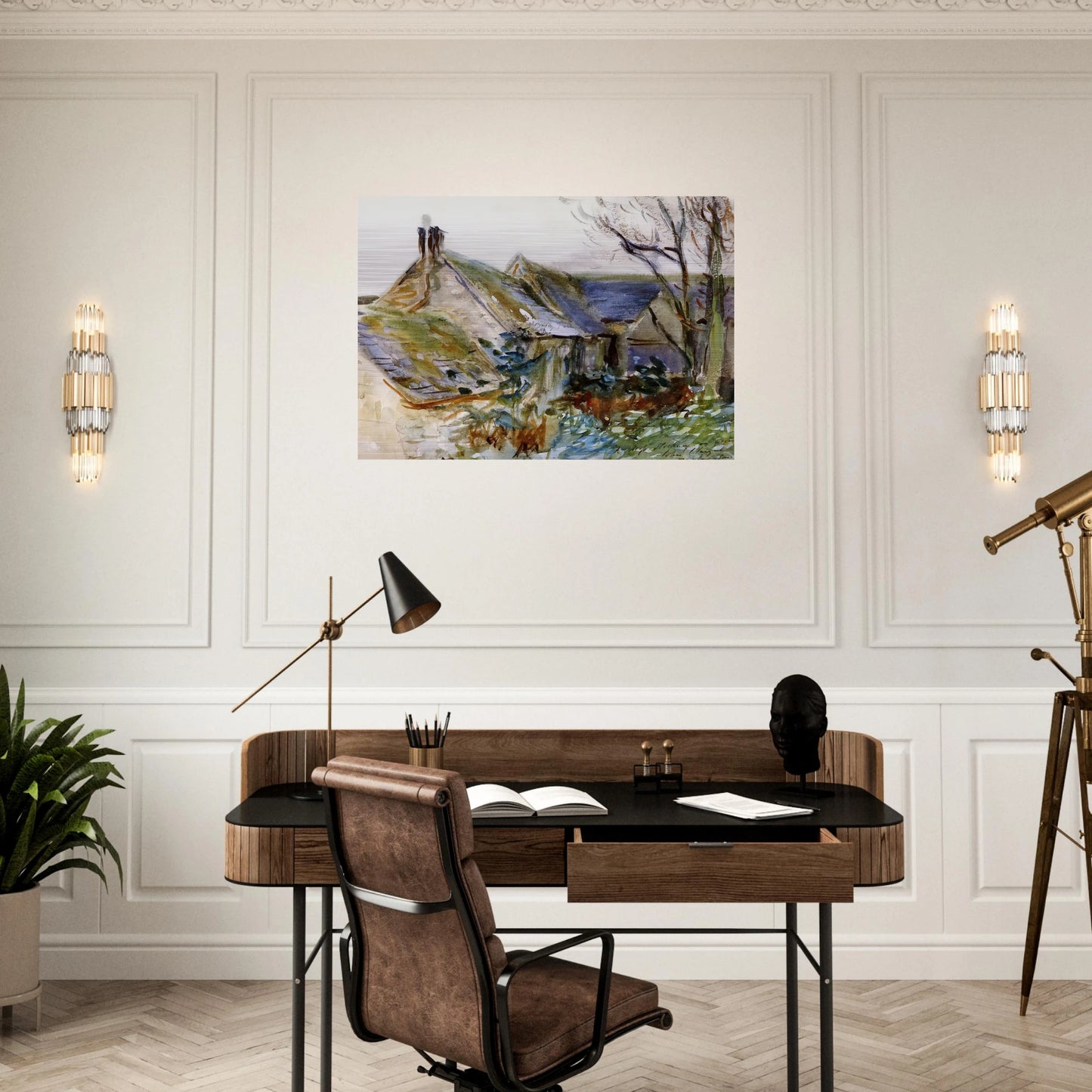 Cottage at Fairford, Gloucestershire - John Singer Sargent Brushed Aluminum Print - 70x100 cm / 28x40 inches | John Singer Sargent Aluminum Print | John Singer Sargent Prints