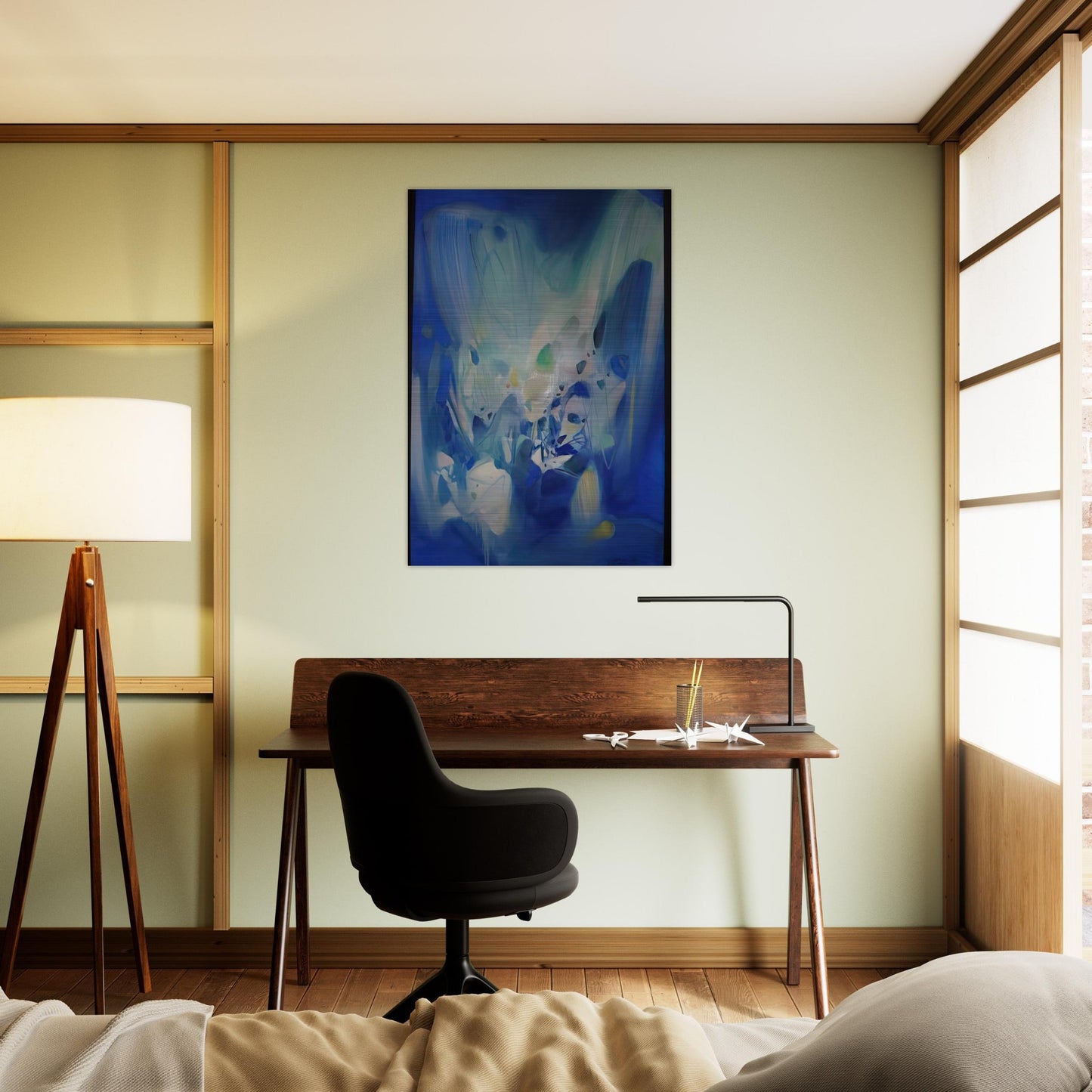 DOMINANT BLEU 1990 - Chu teh Chun Brushed Aluminum Print - 70x100 cm / 28x40 inches | Chu teh Chun Aluminum Print | Chu teh Chun Prints