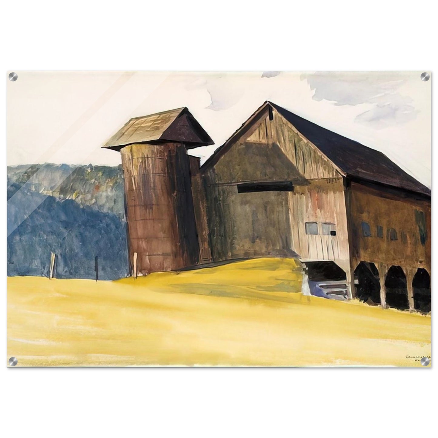 Barn and Silo, Vermont - Edward Hopper Acrylic Print - 70x100 cm / 28x40″ inches