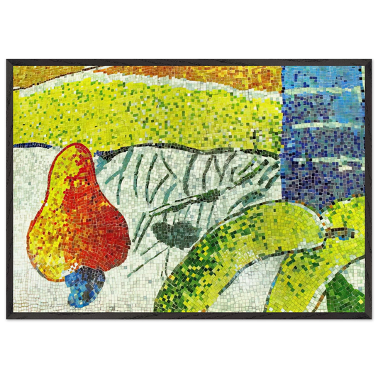 Caju e Bananas - Naive Art Primitivism - Aldemir Martins 70x100 cm / 28x40 inches Framed Art Print – Black Wooden Frame