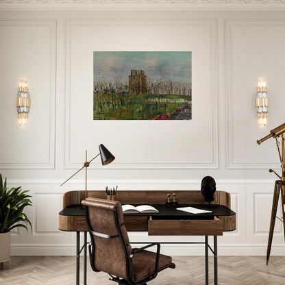 DONJON STREET - Maurice Utrillo Brushed Aluminum Print - 70x100 cm / 28x40 inches | Maurice Utrillo Aluminum Print | Maurice Utrillo Prints
