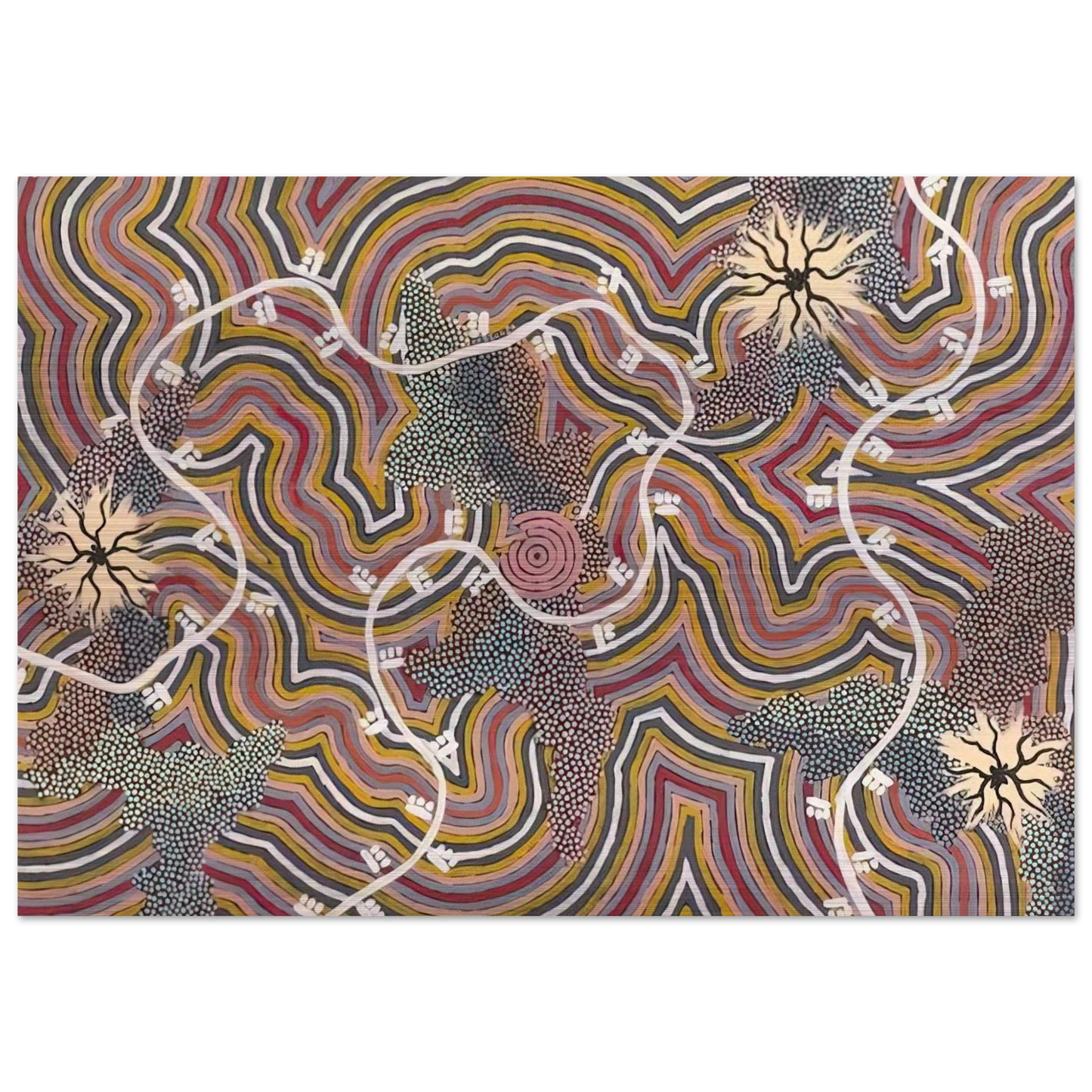 Possum Dreaming - 1996 - Clifford Possum Tjapaltjarri Brushed Aluminum Print - 70x100 cm / 28x40 inches | Clifford Possum Tjapaltjarri Aluminum Print | Clifford Possum Tjapaltjarri Prints