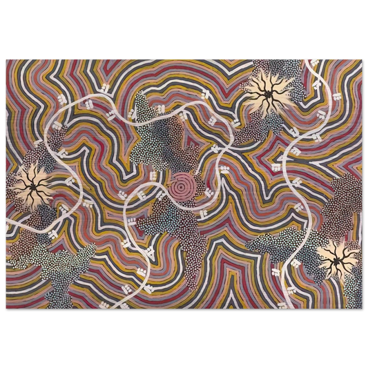 Possum Dreaming - 1996 - Clifford Possum Tjapaltjarri Brushed Aluminum Print - 70x100 cm / 28x40 inches | Clifford Possum Tjapaltjarri Aluminum Print | Clifford Possum Tjapaltjarri Prints