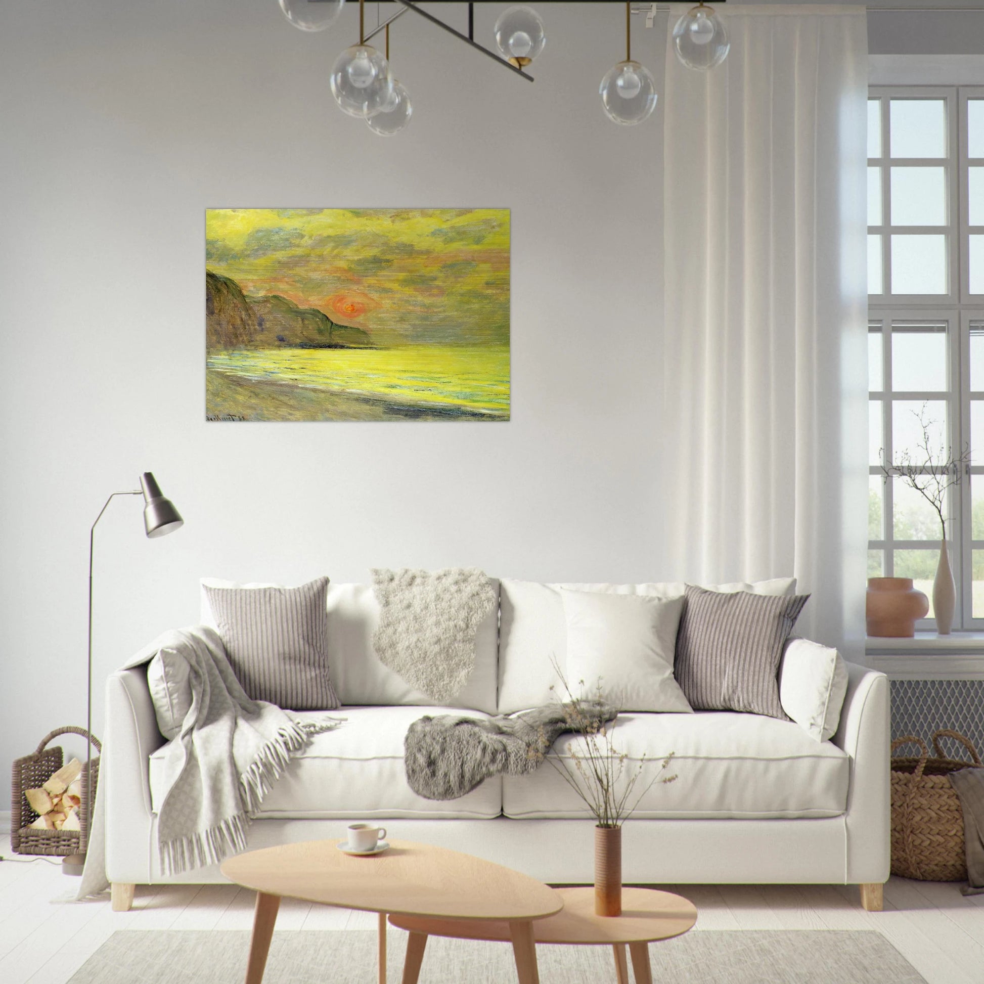 Sunset, Foggy Weather, Pourville - claude monet Brushed Aluminum Print - 70x100 cm / 28x40 inches | claude monet Aluminum Print | claude monet Prints