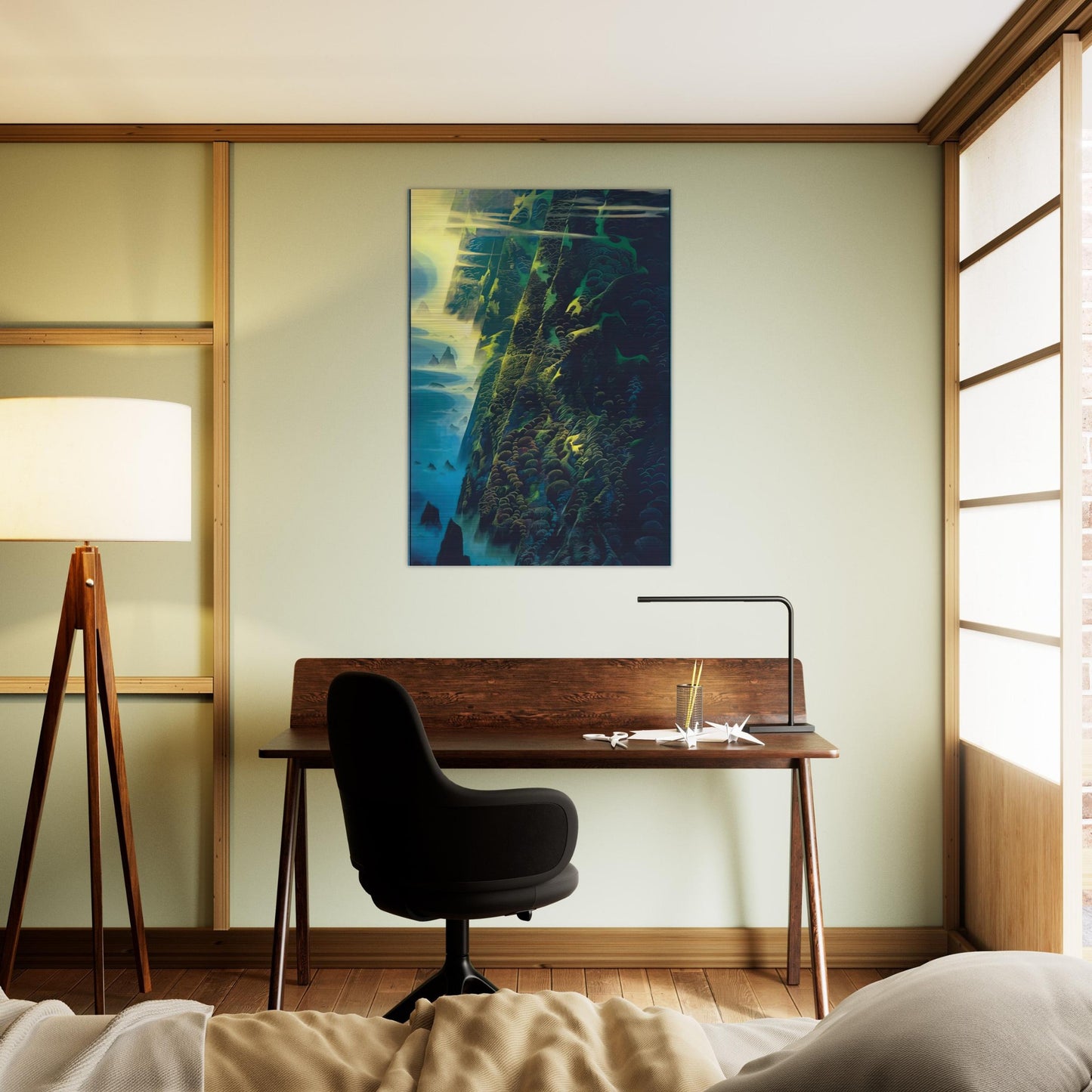 Jeweled Cliffs - Eyvind Earle Brushed Aluminum Print - 70x100 cm / 28x40 inches | Eyvind Earle Aluminum Print | Eyvind Earle Prints
