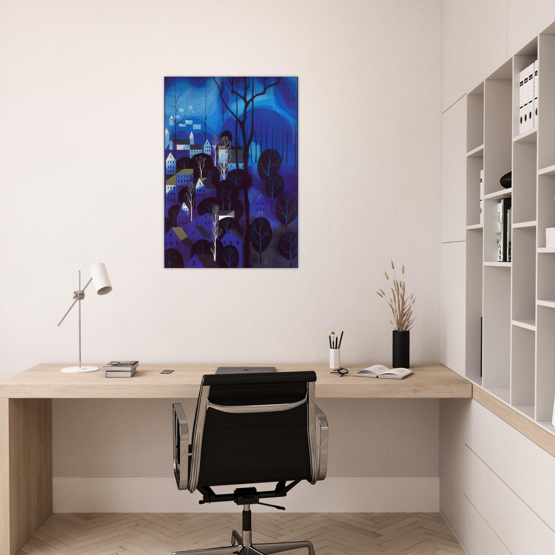 Midnight Blue - Eyvind Earle Brushed Aluminum Print - 70x100 cm / 28x40 inches | Eyvind Earle Aluminum Print | Eyvind Earle Prints