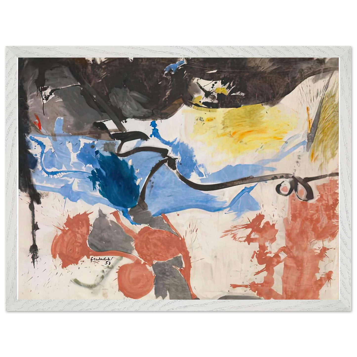 Helen Frankenthaler - Hotel Cro-Magnon, 1958- Wall Art - 21x29.7 cm / 8x12" - Premium Wooden Framed Poster With Fine Art Paper-canvas - Wood frame