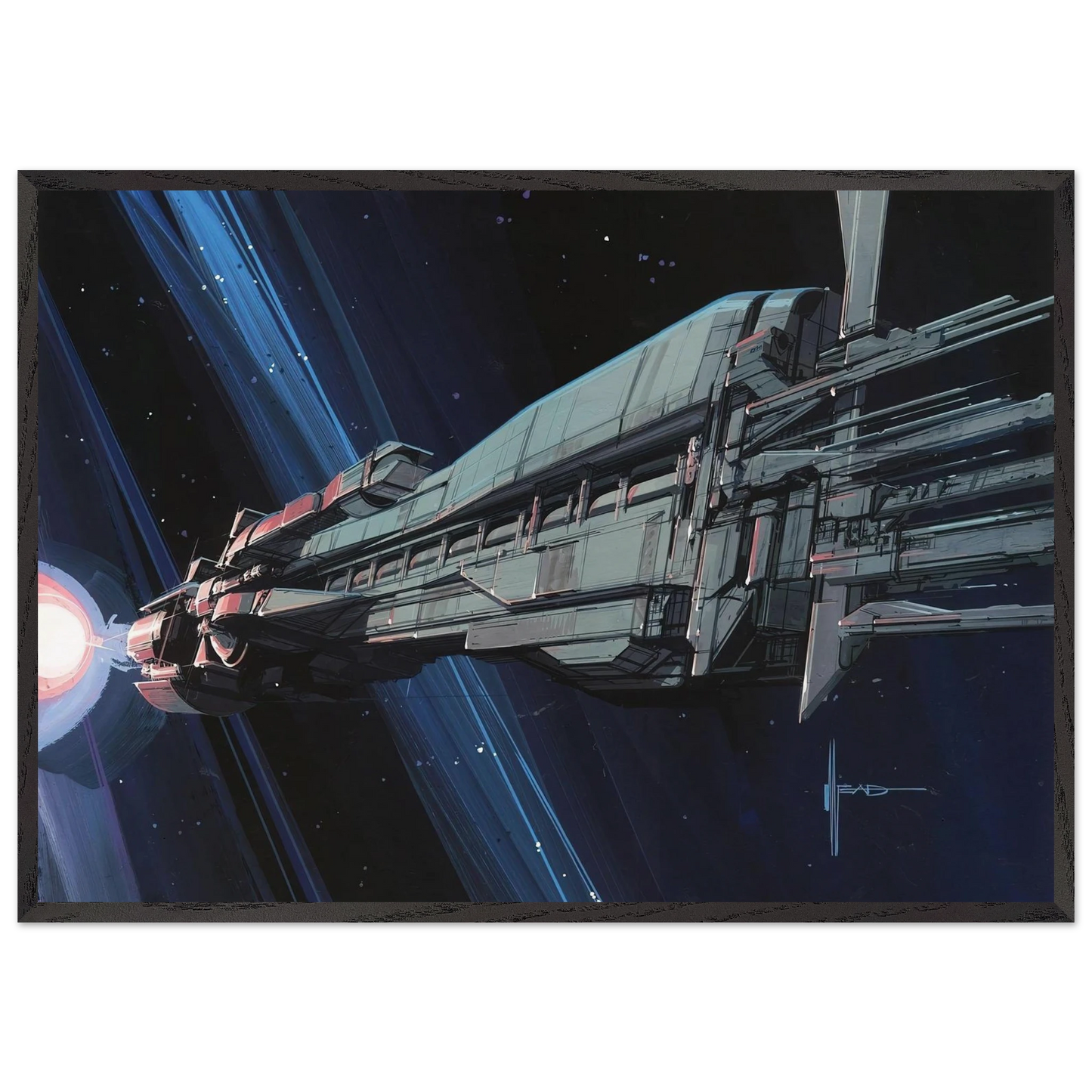 Syd Mead N5 - Syd Mead 70x100 cm / 28x40 inches Framed Art Print – Black Wooden Frame