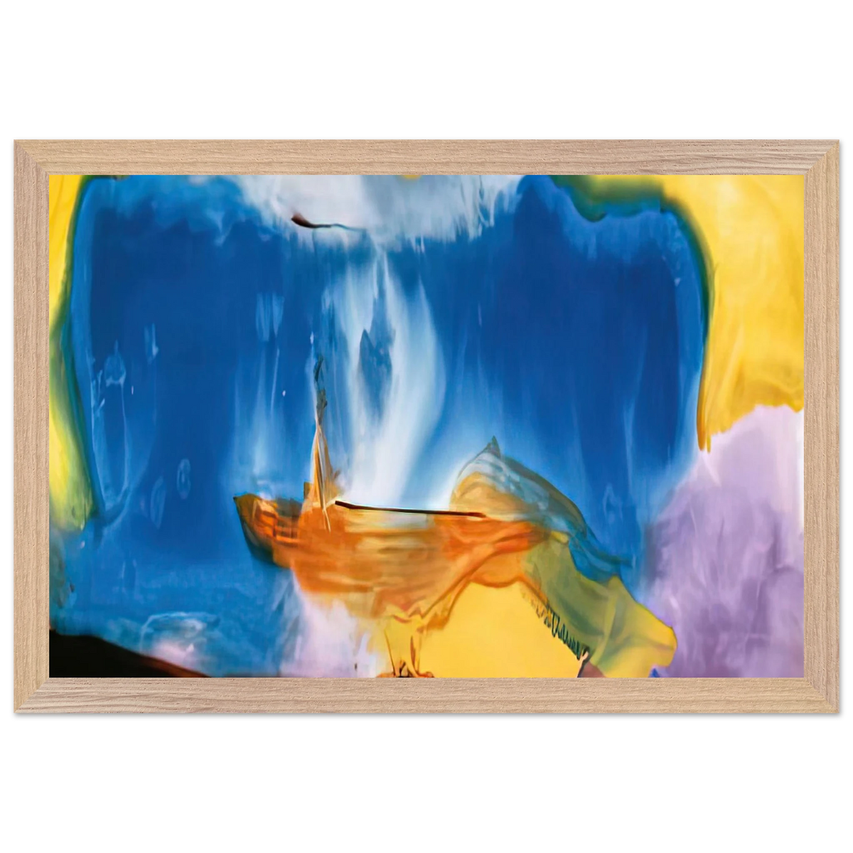 Helen Frankenthaler - Moveable Blue, 1973- Wall Art - 30x40 cm / 12x16 inches - Premium Wooden Framed Poster With Fine Art Paper-canvas - Black frame
