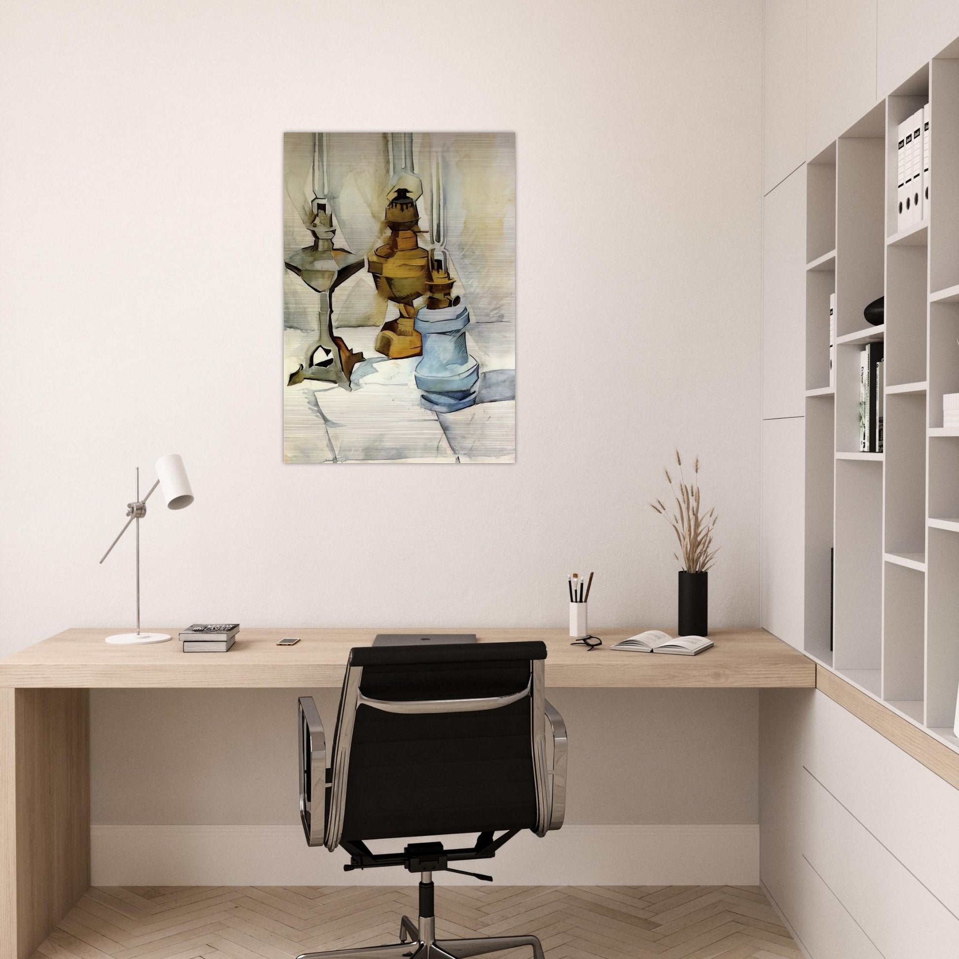 THREE LAMPS 1911 - Juan Gris Brushed Aluminum Print - 70x100 cm / 28x40 inches | Juan Gris Aluminum Print | Juan Gris Prints