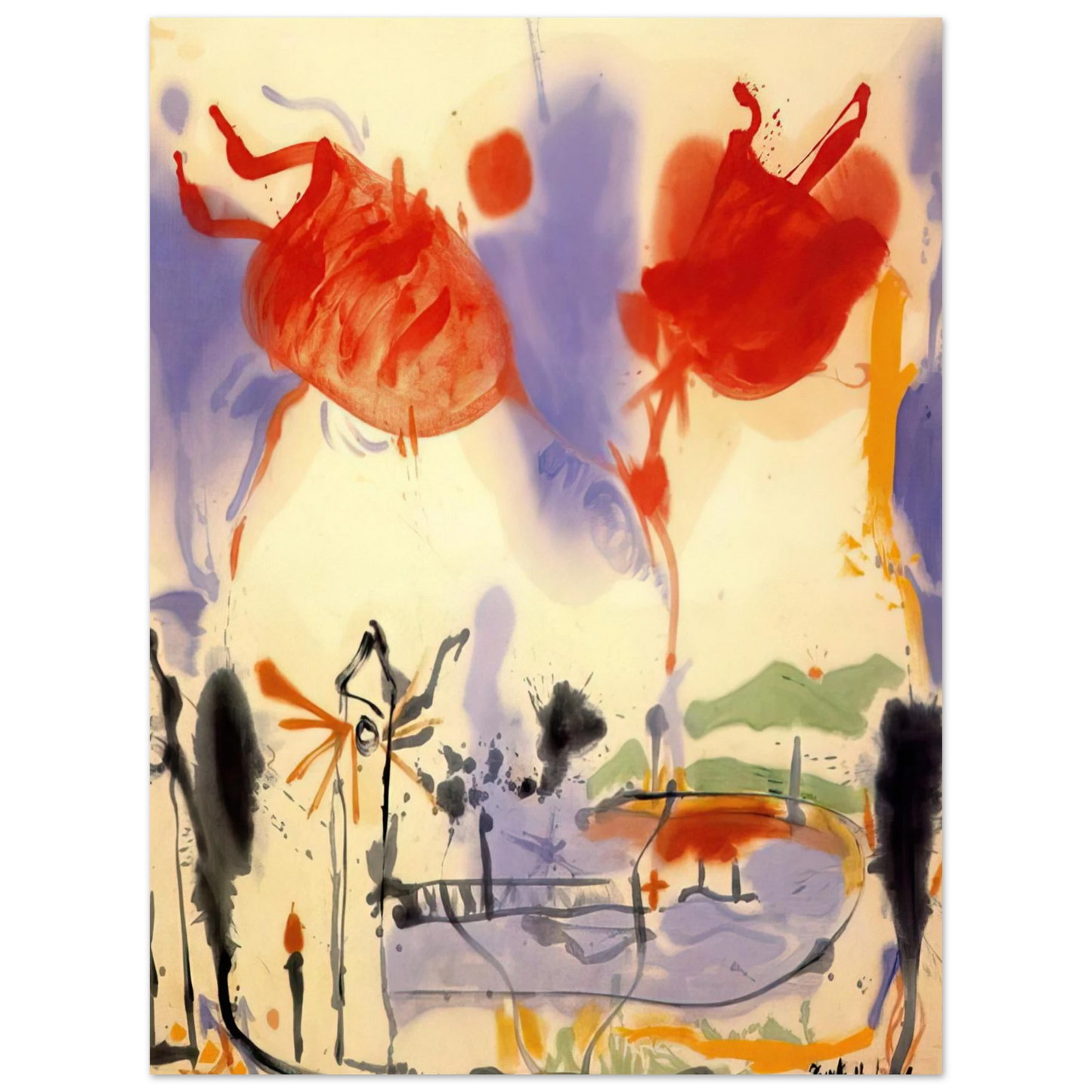 Helen Frankenthaler - Round Trip - 1957 Wall art - 15x20 cm / 6x8 inches - Premium Wooden Framed Poster With Fine Art Paper-canvas - White frame