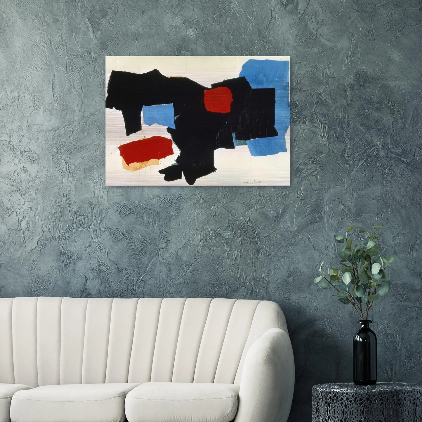 BLUE RED BLACK AND WHITE 1961 - Esteban Vicente Brushed Aluminum Print - 70x100 cm / 28x40 inches | Esteban Vicente Aluminum Print | Esteban Vicente Prints