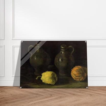 Still Life with Two Jars and Two Pumpkins - Vincent van Gogh Acrylic Print - 70x100 cm / 28x40″ inches