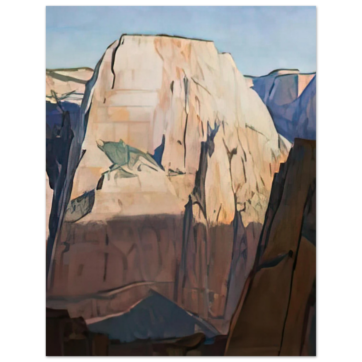 Maynard Dixon - GREAT WHITE THRONE ZION CANYON UTAH 1933 Wall art - 20x25 cm / 8x10 inches - Premium Wooden Framed Poster With Fine Art Paper-canvas - White frame