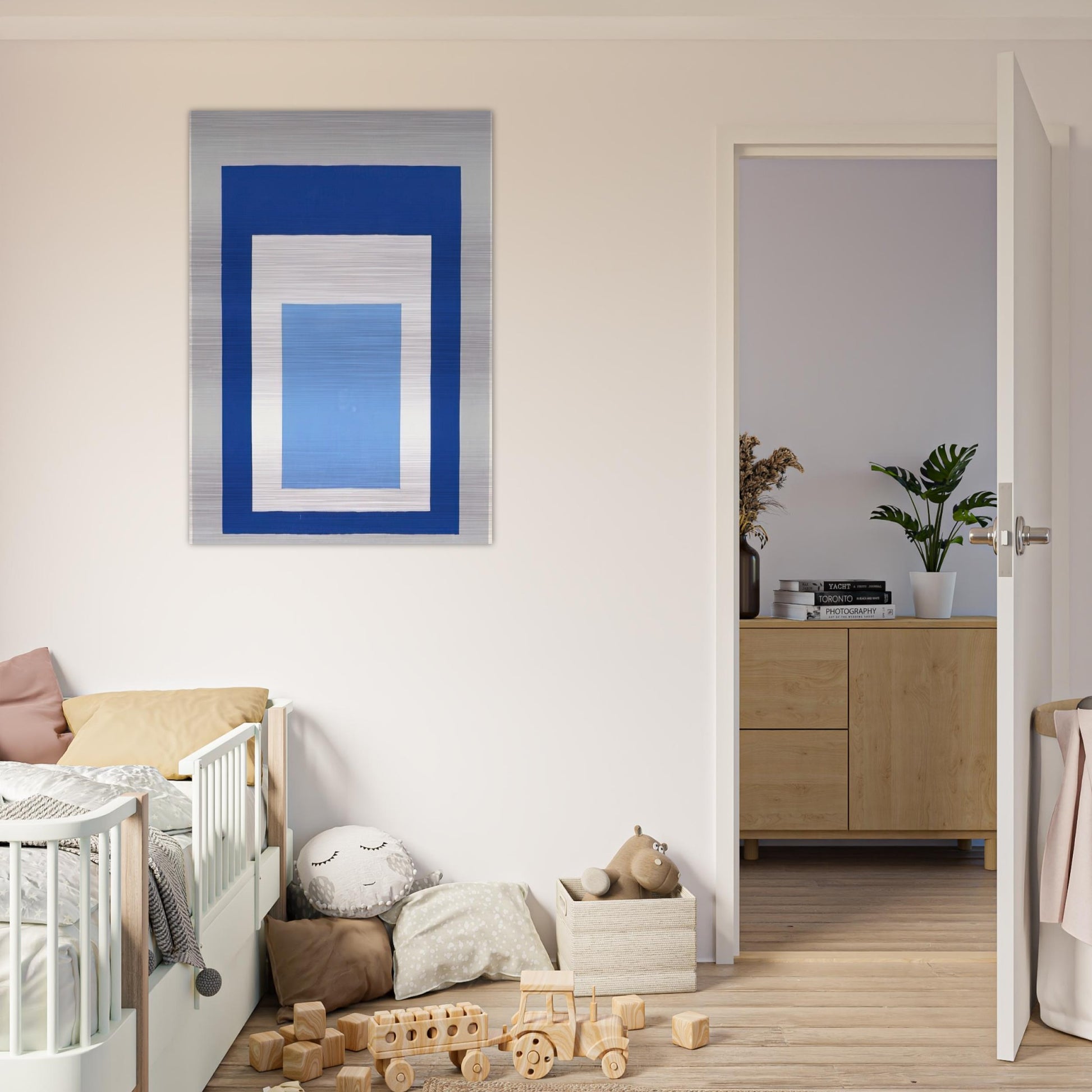 HOMAGE TO THE SQUARE BLUE WHITE GREY 1951 - Josef Albers Brushed Aluminum Print - 70x100 cm / 28x40 inches | Josef Albers Aluminum Print | Josef Albers Prints