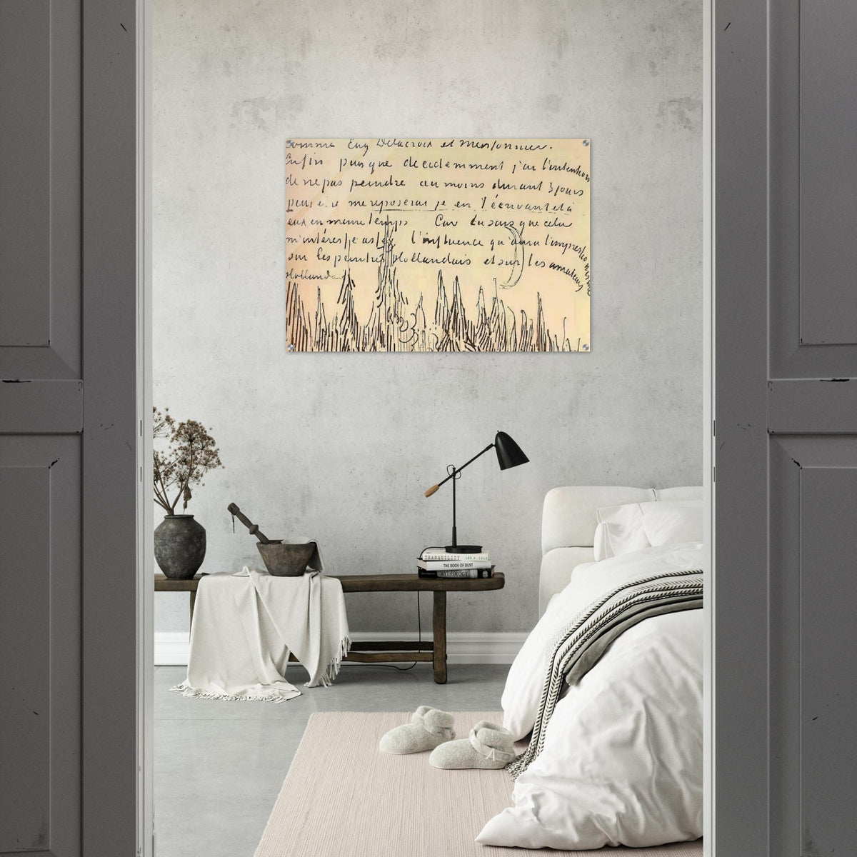 A Lane of Cypresses with a Couple Walking - Vincent van Gogh Acrylic Print - 70x100 cm / 28x40″ inches | Vincent van Gogh Wall Art | Vincent van Gogh Prints