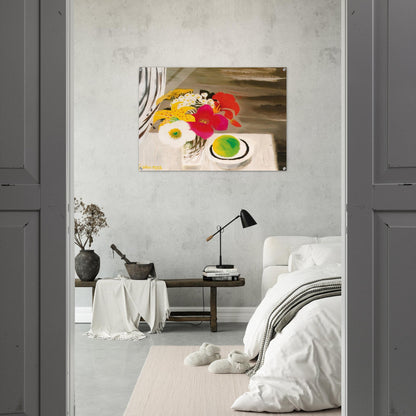 Still Life with Fruit and Flowers - 1988 - Mary Fedden Acrylic Print - 70x100 cm / 28x40″ inches