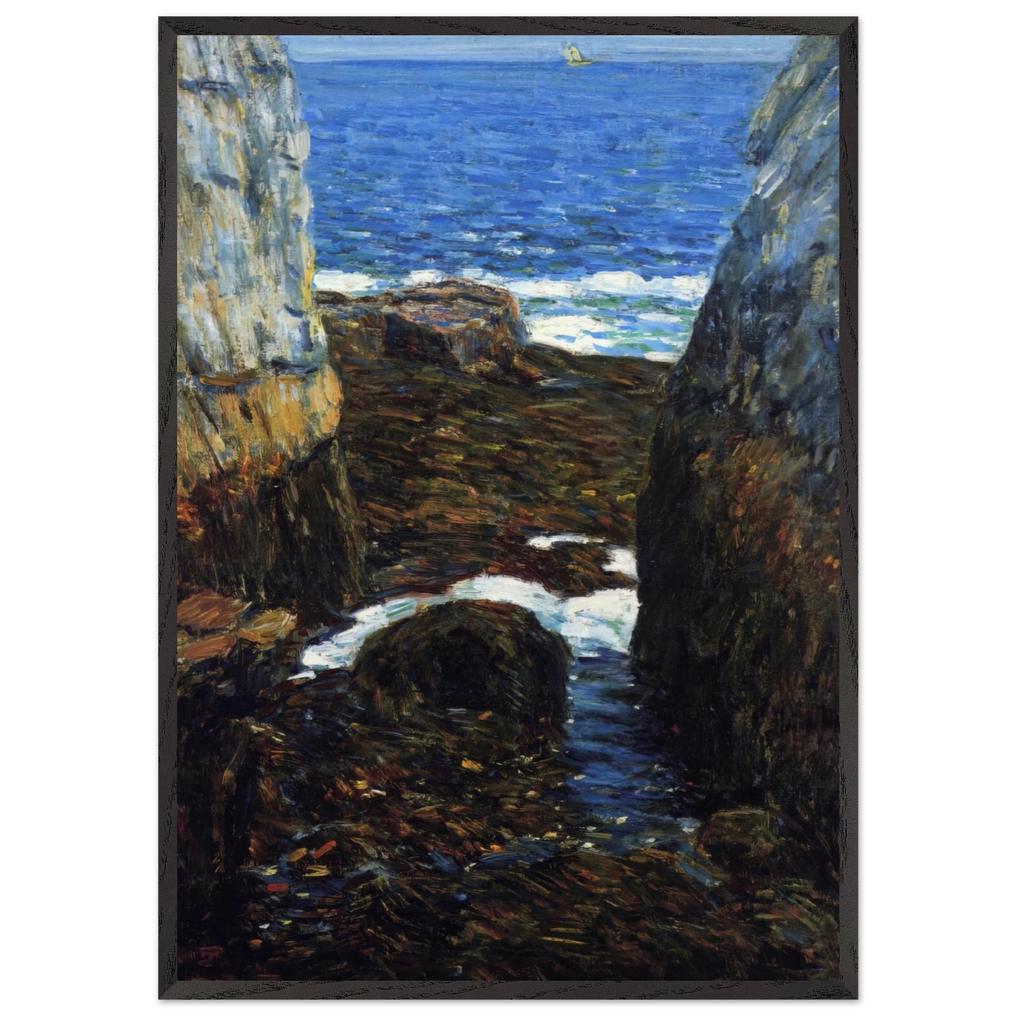 The North Gorge Appledore Isles of Shoals - Childe Hassam 70x100 cm / 28x40 inches Framed Art Print – Black Wooden Frame
