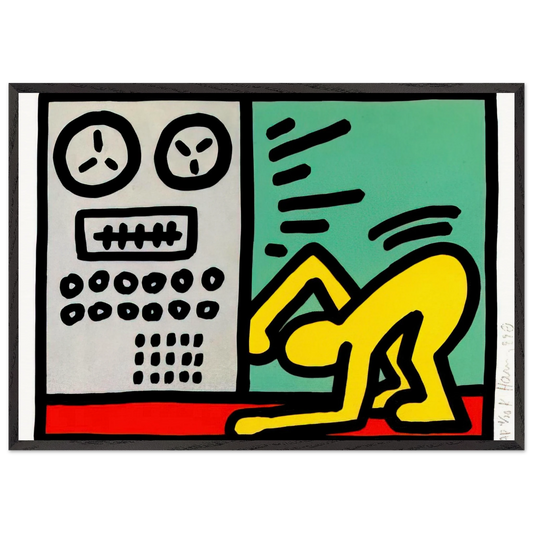 POP SHOP III 1989 N1 - Keith Haring 70x100 cm / 28x40 inches Framed Art Print – Black Wooden Frame