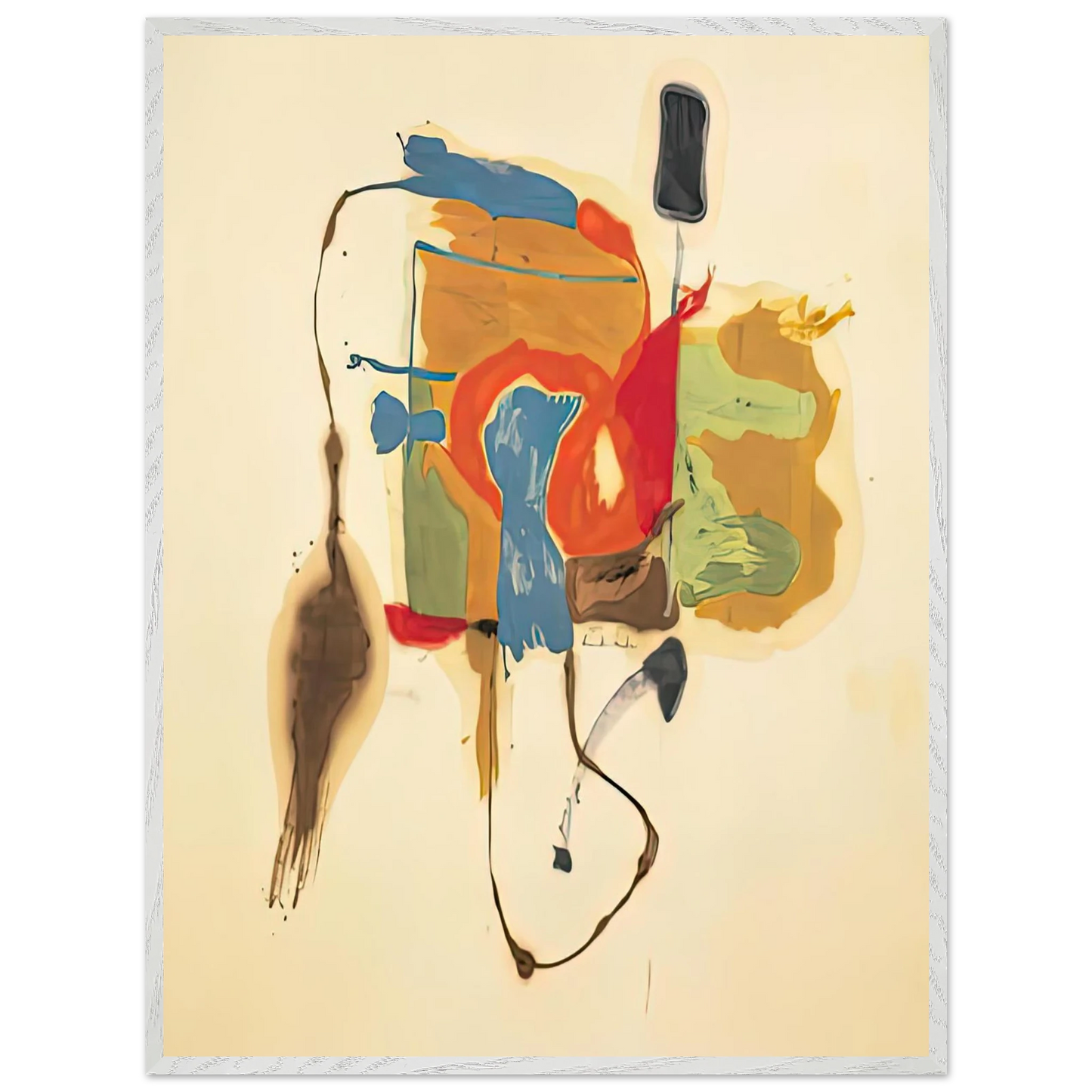 Helen Frankenthaler - Blue Form in a Scene, 1961- Wall Art - 21x29.7 cm / 8x12" - Premium Wooden Framed Poster With Fine Art Paper-canvas - Black frame