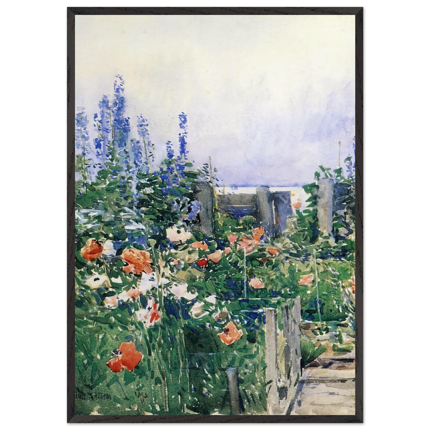 Home of the Hummingbird - Childe Hassam 70x100 cm / 28x40 inches Framed Art Print – Black Wooden Frame
