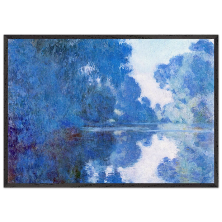Morning on the Seine - claude monet 70x100 cm / 28x40 inches Framed Art Print – Black Wooden Frame