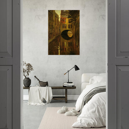 HOUSE OVER THE BRIDGE - Diego Rivera Brushed Aluminum Print - 70x100 cm / 28x40 inches | Diego Rivera Aluminum Print | Diego Rivera Prints