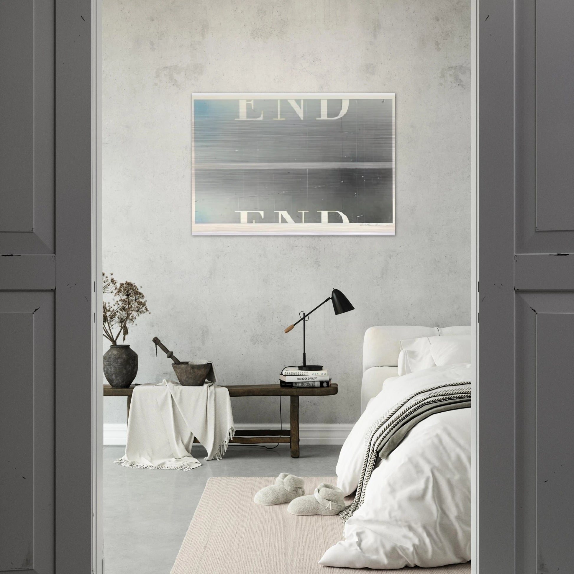 THE END 53 - Edward Ruscha Brushed Aluminum Print - 70x100 cm / 28x40 inches | Edward Ruscha Aluminum Print | Edward Ruscha Prints