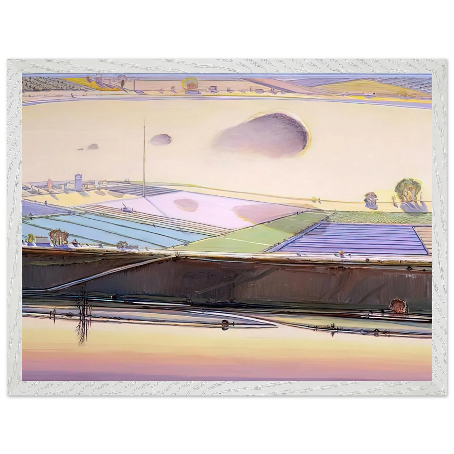 Wayne Thiebaud - River Cloud - 2002 Wall Art - 60x80 cm / 24x32 inches - Premium Wooden Framed Poster With Fine Art Paper - White frame