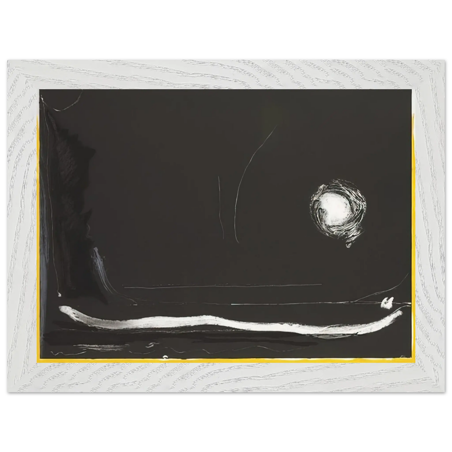 Helen Frankenthaler - Yellow Jack - 1985 Wall art - 28x43  cm / XL (11x17 Inches) - Premium Wooden Framed Poster With Fine Art Paper - Black frame