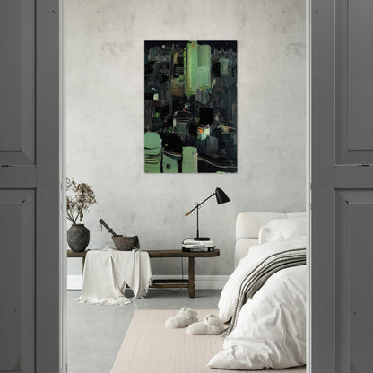 Toyko at Night - 1990 - Wu Guanzhong Brushed Aluminum Print - 70x100 cm / 28x40 inches | Wu Guanzhong Aluminum Print | Wu Guanzhong Prints